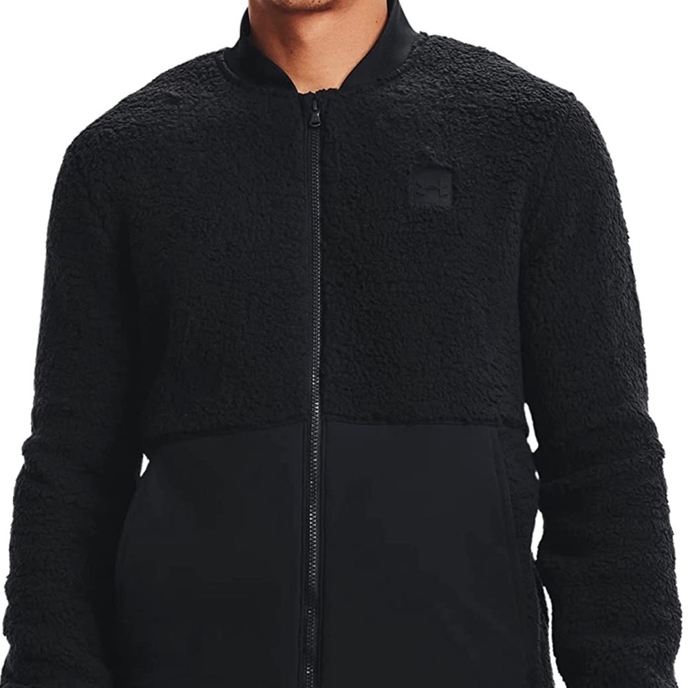 Under Armour Sherpa Bomber Jacket Black Ultra-Soft Comfort Mens